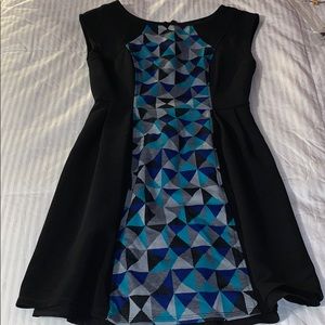 Black and blue patterned Tracy Reese dress